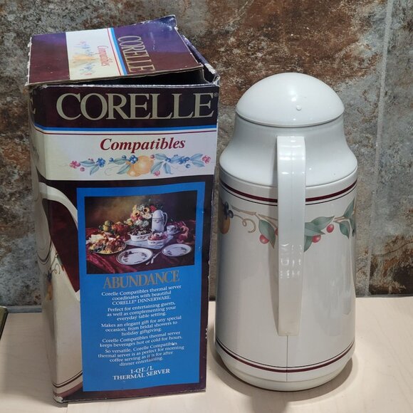 Corelle Abundance 1 QT L Thermal Server Coffee Carafe 1991 - Picture 2 of 13